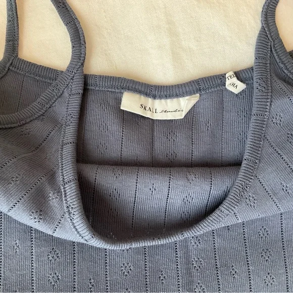 Skall Studio edie pointelle organic cotton cami tank top xs blue - Picture 4 of 8